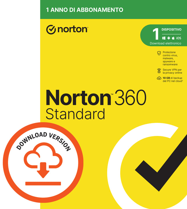 NORTON 360 STANDARD 10GB IT 1 USER 1 DEVICE 1Y VECCHIO CODICE 21397790