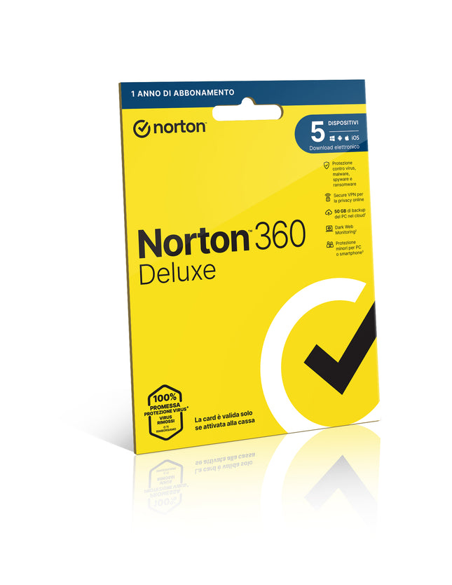 NORTON 360 DELUXE 50GB IT 1 USER 5 DEVICE 1Y VECCHIO CODICE 21397535