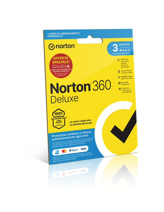 NORTON 360 DELUXE 25GB IT 1 USER 3 DEVICE 1Y VECCHIO CODICE 21397693