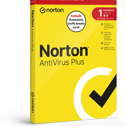 NORTON ANTIVIRUS PLUS 2026 -ANTITRUFFA- 1 DISPOSITIVO 12 MESI 2GB - IT BOX