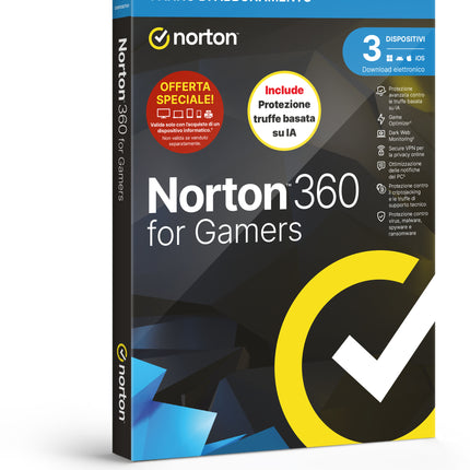 NORTON 360 FOR GAMERS 2026-ANTITRUFFA- ATTACH - 3 DISPOSITIVI 12 MESI 50GB - IT BOX