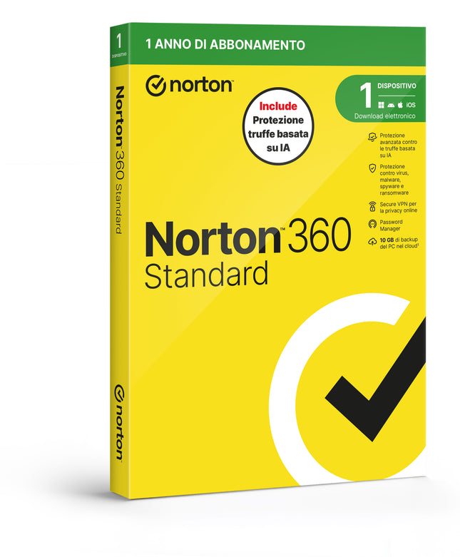 NORTON 360 STANDARD 2026 - ANTITRUFFA- 1 DISPOSITIVO 12 MESI 10GB - IT BOX
