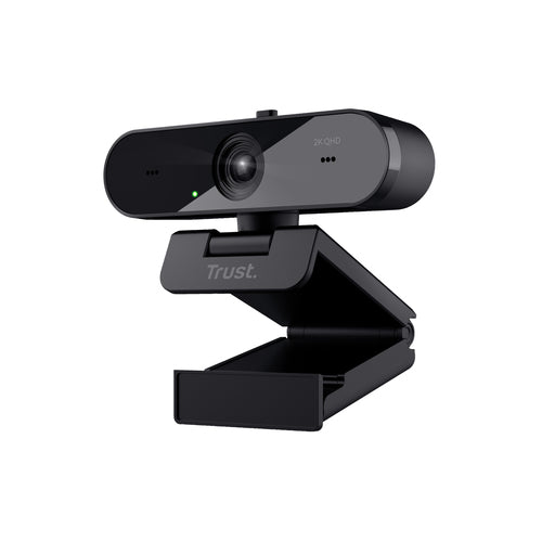 TRUST WEBCAM 2K QHD 2560X1440p - FILTRO PRIVACY - 85 PLASTICA RICICLATA - TAXON - NERO