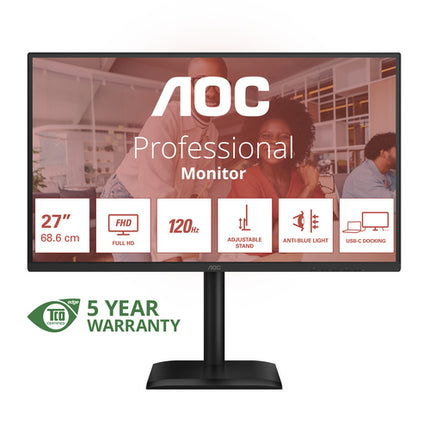 AOC MONITOR 27 LED IPS FHD 16:9 4MS 300 CDM 120hz, PIVOT, USB-C, DP/HDMI, MULTIMEDIALE