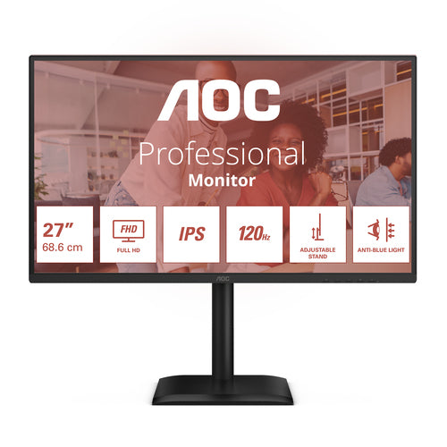 AOC MONITOR 27 LED IPS FHD 16:9 4MS 300 CDM 120hz, PIVOT, VGA/DP/HDMI, MULTIMEDIALE