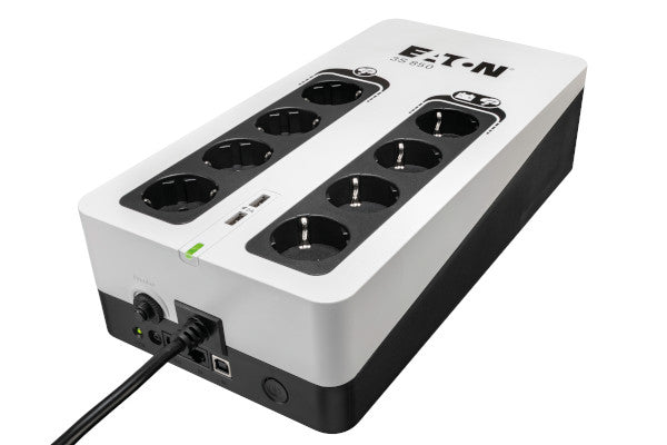 EATON 3S GEN2 UPS DIN, 850 VA 510W INGR: SCHUKO USC: (4) SCHUKO (4) SCHUKO SOLO SURGE COM USB TOWER