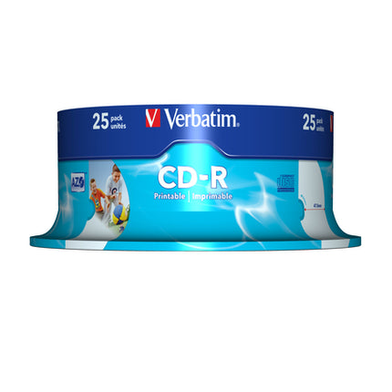 VERBATIM CD-R 52X 700MB 25PK OPS SPINDLE WIDE PRINT ID