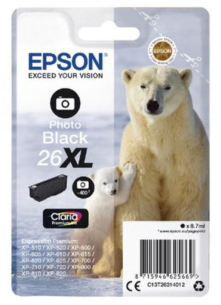 EPSON CART INK NERO FOTO PER XP-600/605/700/800 SERIE 26XL/ORSO POLARE