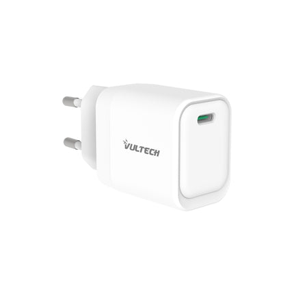 VULTECH CARICATORE ADATTATORE UNIVERSALE, 1 X TYPE-C PD30W GAN PPS 33W, BIANCO COMPATTO