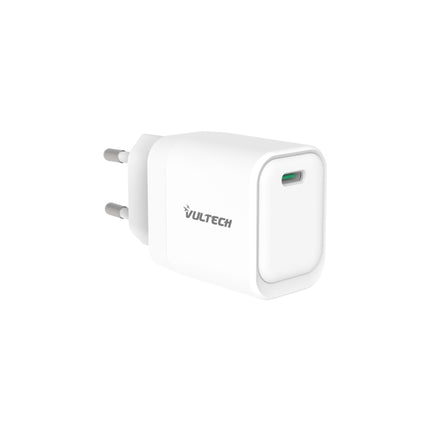 VULTECH CARICATORE ADATTATORE UNIVERSALE, 1 X TYPE-C, PD45 GAN PPS 45W, BIANCO COMPATTO