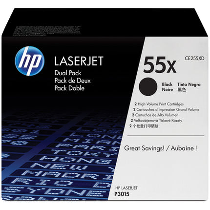 HP TONER NERO 55X PER LJ P3015 12.500 PAG (CONF 2 PZ)