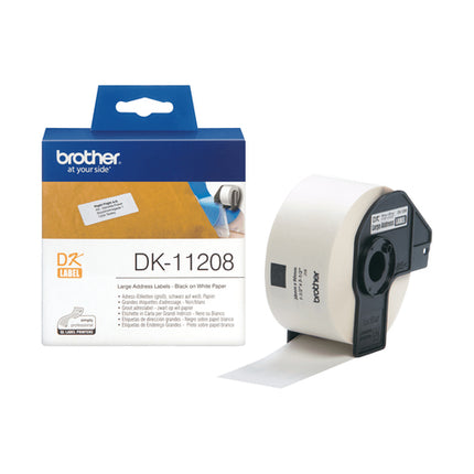 BROTHER DK-11208 NASTRO ETICHETTE BIANCO, 400 ETICHETTE/ROTOLO, 38MM x 90MM
