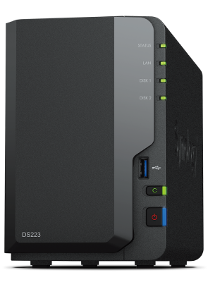 SYNOLOGY NAS TOWER 2BAY 2.5"/3.5" HDD SATA CPU Realtek RTD1619B + 2Gb Ram DDR4 + 1x Gigabit + x3 USB