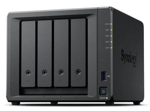 NAS SYNOLOGY DS925+ X 4HD/SSD 3.5"/2.5"SATA-NO HD-AMD RYZEN V1500B--DDR4 4GB-2P GIGA-2P USB-1P