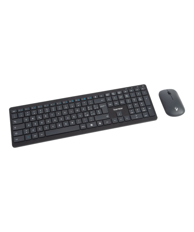 VULTECH TASTIERA E MOUSE BUNDLE, WIRELESS LOW PROFILE A FORBICE, TASTI FUNZIONALI, 2000DPI REGOLABIL