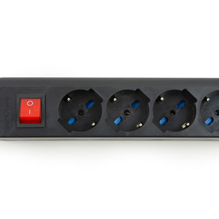 LINK MULTIPRESA 4 PRESE UNIVERSALI ITA/SCHUKO 10/16 A - SPINA 16 A CON INTERRUTTORE NERO
