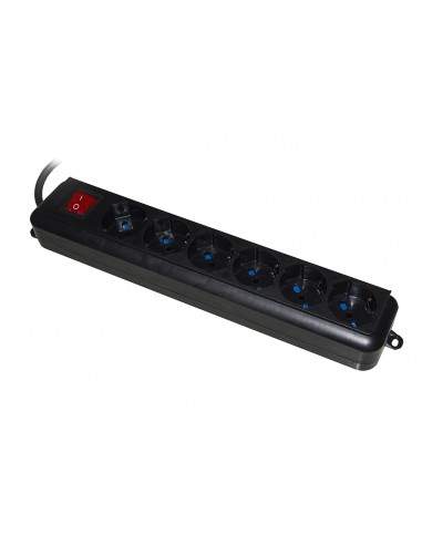 LINK MULTIPRESA 6 PRESE UNIVERSALI ITA/SCHUKO 10/16 A - SPINA 16 A CON INTERRUTTORE NERA