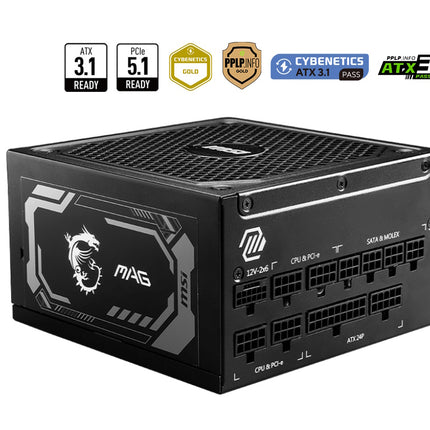 MSI ALIMENTATORE MAG A1000GL PCIE5, EU, 1000W, FULLY-MODULAR, 80 PLUS