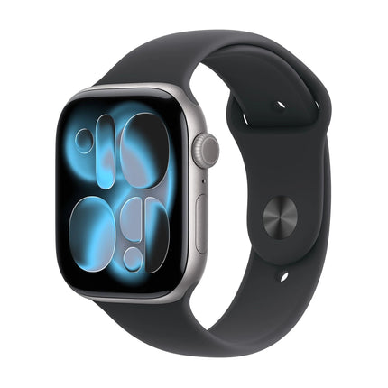 APPLE WATCH SERIES 11GPS46MMSPACE GREY ALUMINIUM CASE WITH BLACK SPORT BAND, M/L