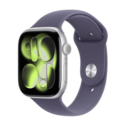 APPLE WATCH SERIES 11GPS46MMSILVER ALUMINIUM CASE WITH PURPLE FOG SPORT BAND, M/L