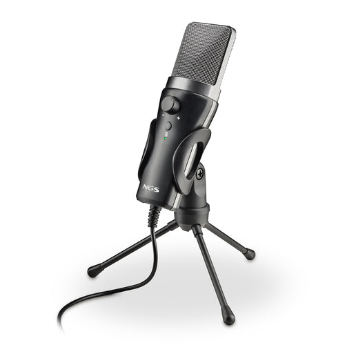 NGS MS120 USB: microfono USB con supporto per treppiede. Ideale per PC o laptop. Suono chiaro. Regol