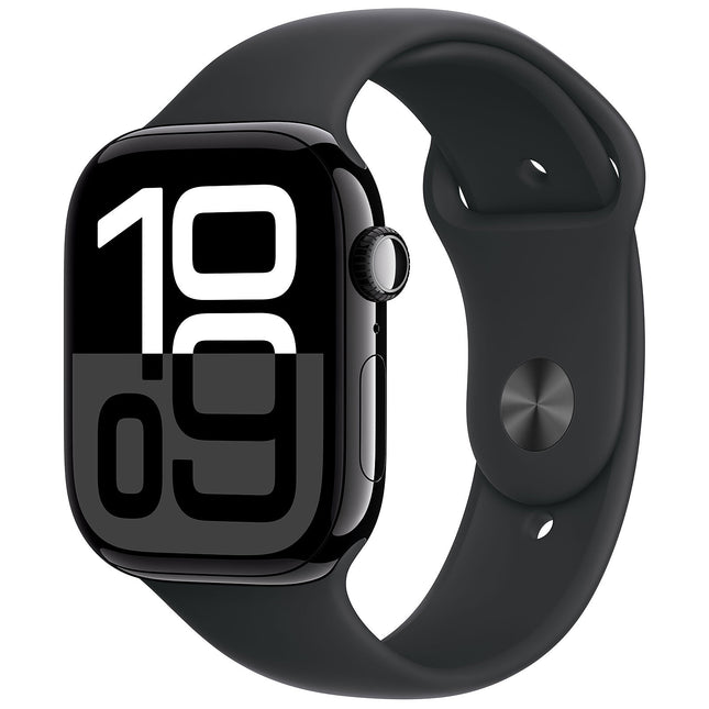 APPLE WATCH SERIES 10 GPS 46MM JET BLACK ALUMINIUM CASE WITH BLACK SPORT BAND - M/L