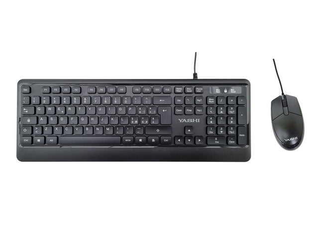 YASHI TASTIERA E MOUSE USB KIT, SOFT, NERO, ITA