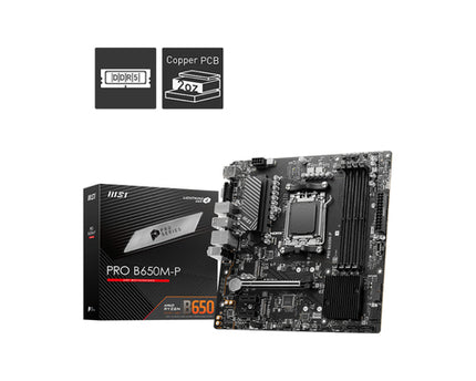 MSI MB AMD B650, B650M-P, AM5, 4DDR5, 1PCI-Ex16,2PCI-Ex1,2M.2,4SATA3,3USB3.2 Gen2(2A+1C),4USB3.2 Gen