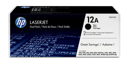 HP TONER NERO 12A Q2612A PER LJ 1010/1012/1015/1018/1020/1022 3015/3020 (CONF.2 PZ)