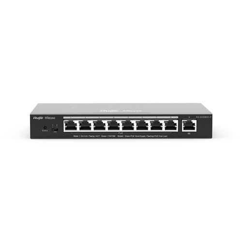 REYEE SMART SWITCH POE GIGABIT 9 P., 8 P. POE/POE+, POE POWER BUDGET 120W CHASSIS METALLICO DESKTOP