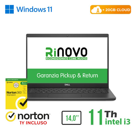 RINOVO NB DELL Latitude 3420 REFURBISHED i3-11XXU DDR4 8GB SSD 240GB HDMI 14" W11P CLOUD20GB   Grade A1 Y War