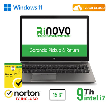 RINOVO NB REFURBISHED HP Mobile WKS ZBook 15 G6 i7-9850H DDR4 16GB SSD 1TB 15.6" NVIDIA QUADRO T2000