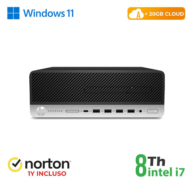 RINOVO PC HP 600 G4 SFF i7-8X00 DDR4 8GB SSD 256GB W11P CLOUD20GB Grade A 1Y Warranty + NORTON