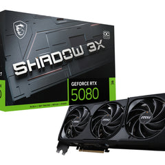 MSI VGA GEFORCE RTX 5080, RTX 5080 16G SHADOW 3X OC, HDMI/DP3, TRIPLE FAN, OC, ATX, BULK EDITION