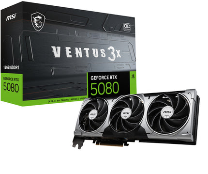 MSI VGA GEFORCE RTX 5080, RTX 5080 16G VENTUS 3X OC, 16GB GDDR7, HDMI/DP3, ATX, TRIPLE FAN, OC