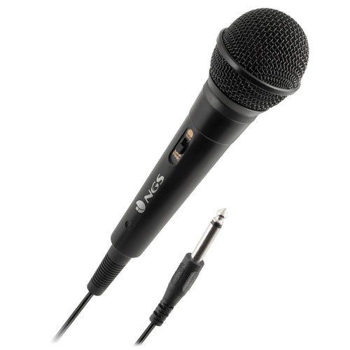 NGS SINGER FIRE: Microfono Dinamico, Microfono con Cavo da 3 Metri, Connessione Jack 6,3mm e Pulsant