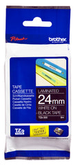 BROTHER NASTRO LAMINATO DA 24MM  LUNGHEZZA 8 METRI  COLORE BIANCO SU FONDO NERO